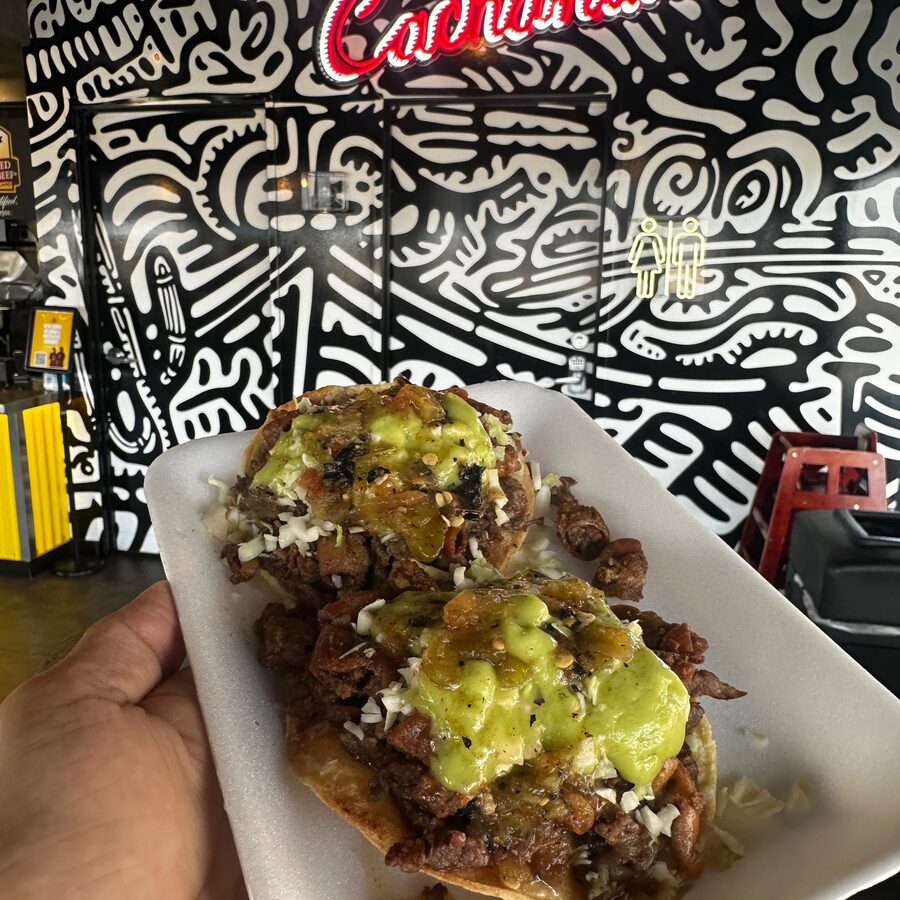 Tostada with salsa verde at Taqueria Chicali